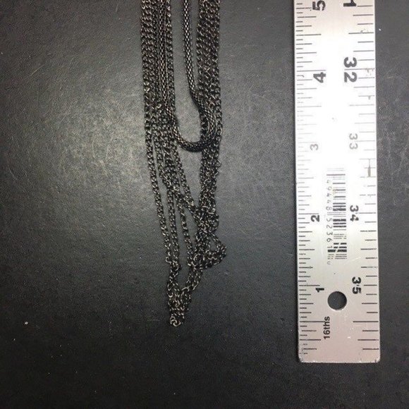 Iridescent Purple Multistrand Necklace Long Faceted Silver Mesh Chain Retro - Picture 6 of 9